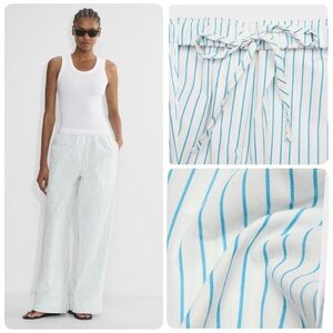 Aritzia Babaton Client Poplin Pants Cotton Poplin High Waisted Wide Leg Medium